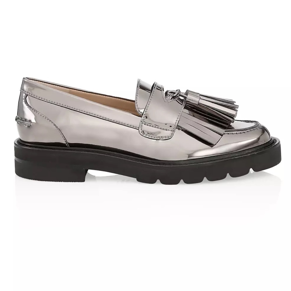 Stuart Weitzman Mila Lift Metallic Leather Loafers